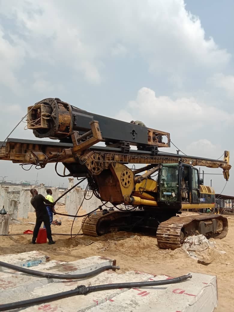 Piling rig on a construction site